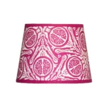 Hand-printed cerise pomegranate lampshade, hand-printed