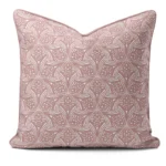 Hand-printed pink evening lavendar cushion, organic fabric