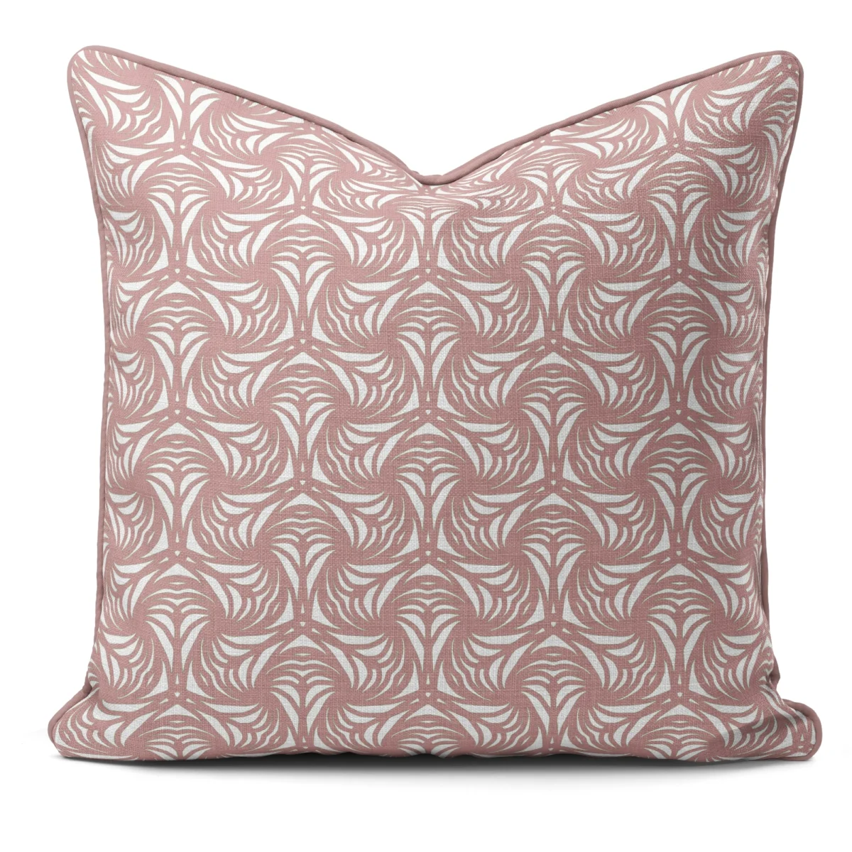 Hand-printed pink petal cushion, organic fabric