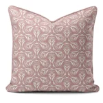 Hand-printed pink petal cushion, organic fabric