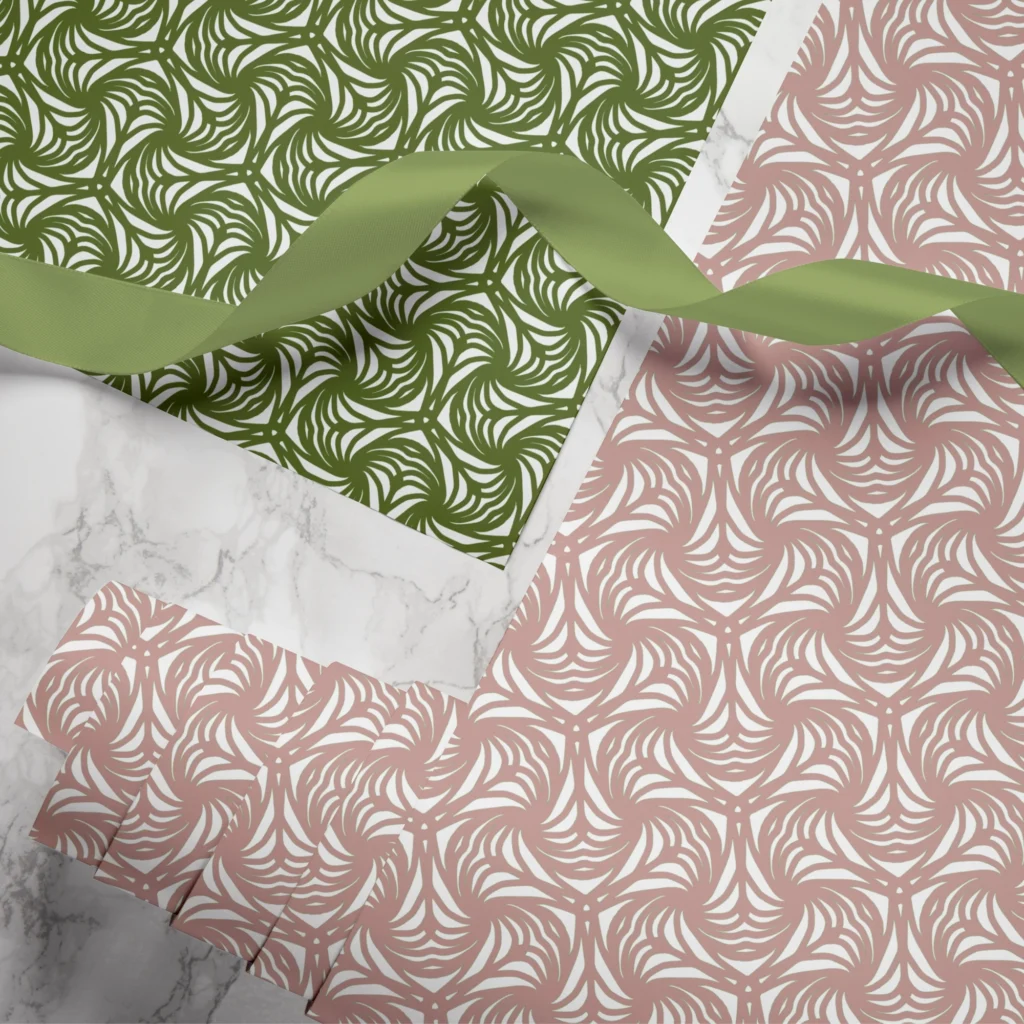 Hand-printed petal wrapping paper