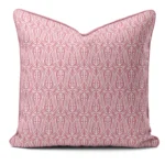 Hand-printed pink wild tulip cushion, organic fabric