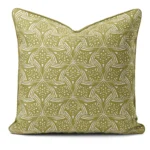 Hand-printed sage greenevening lavendar cushion, organic fabric