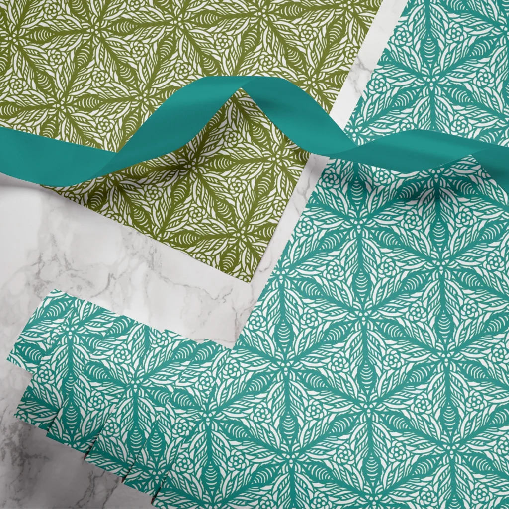 Hand-printed persian lily wrapping paper