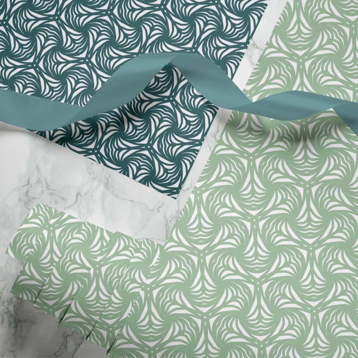 Hand-printed petal wrapping paper