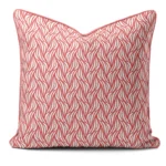 Hand-printed coral rustling willow cushion, organic fabric