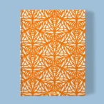 Hand-printed orange butterfly garden notebook, organic fabric