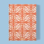 Hand-printed coral persian love birds notebook, organic fabric