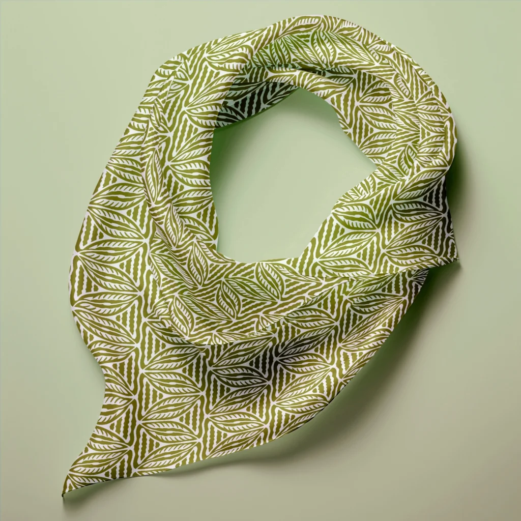 Hand-printed sage green cottage leaves