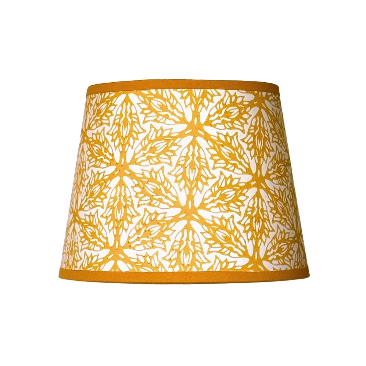 Hand-printed yellow flower meadow lampshade, hand-printed paper
