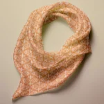 Hand-printed orange shimmering pearls silk scarf