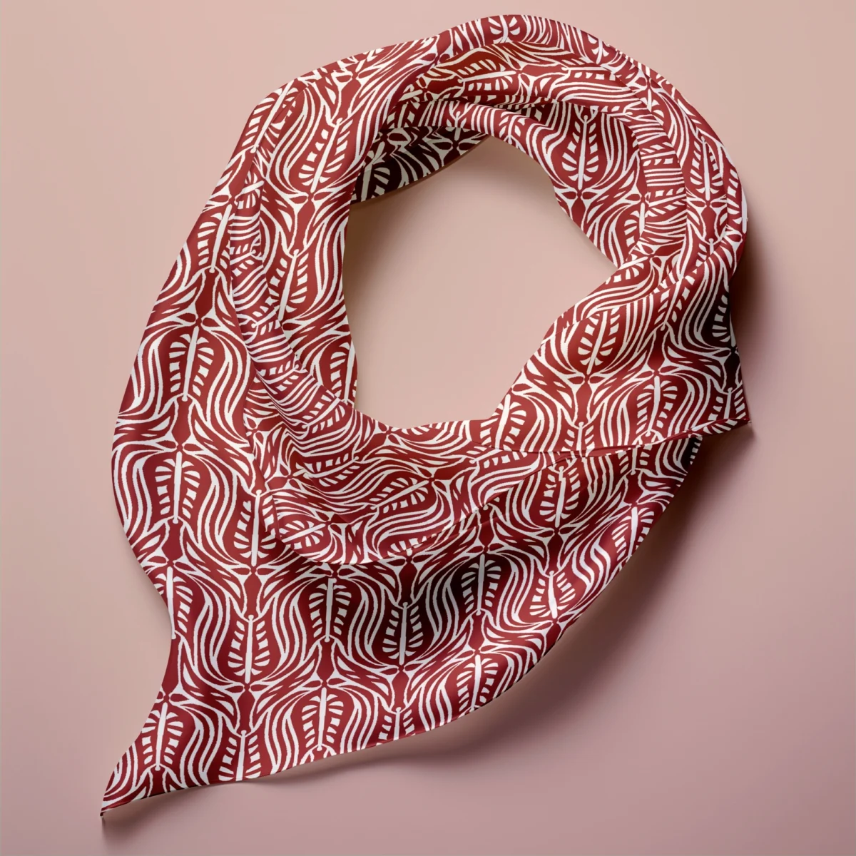 Hand-printed red wild tulip silk scarf