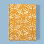 Hand-printed yellow butterfly garden notebook, organic fabric