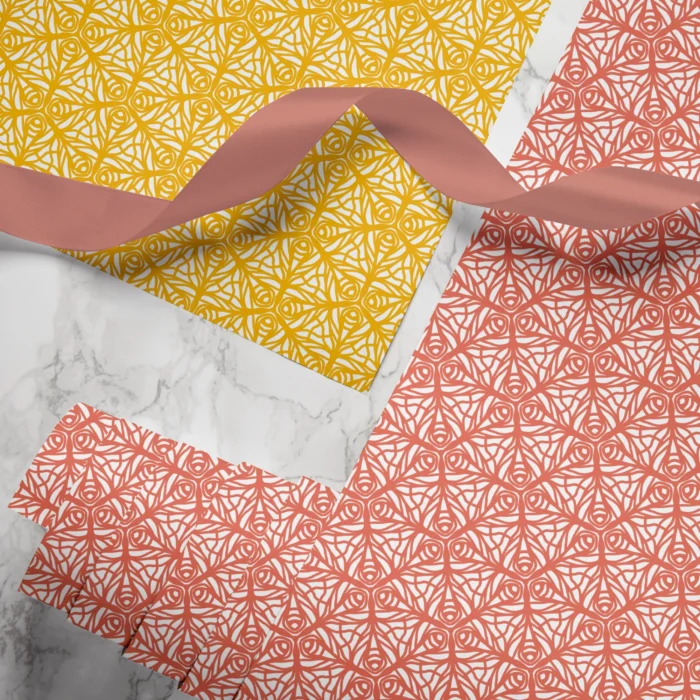 Hand-printed butterfly garden wrapping paper