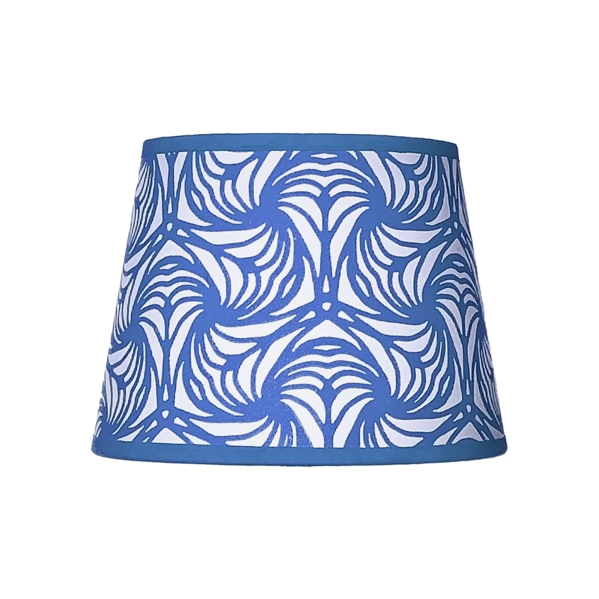 Hand-printed blue petal lampshade, hand-printed