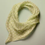 Hand-printed sage green shimmering pearls silk scarf