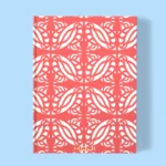 Hand-printed coral persian love birds notebook, organic fabric