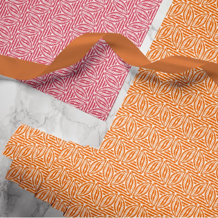Hand-printed Cottage Leaves wrapping paper