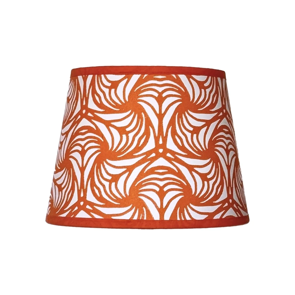 Hand-printed orange petal lampshade, hand-printed