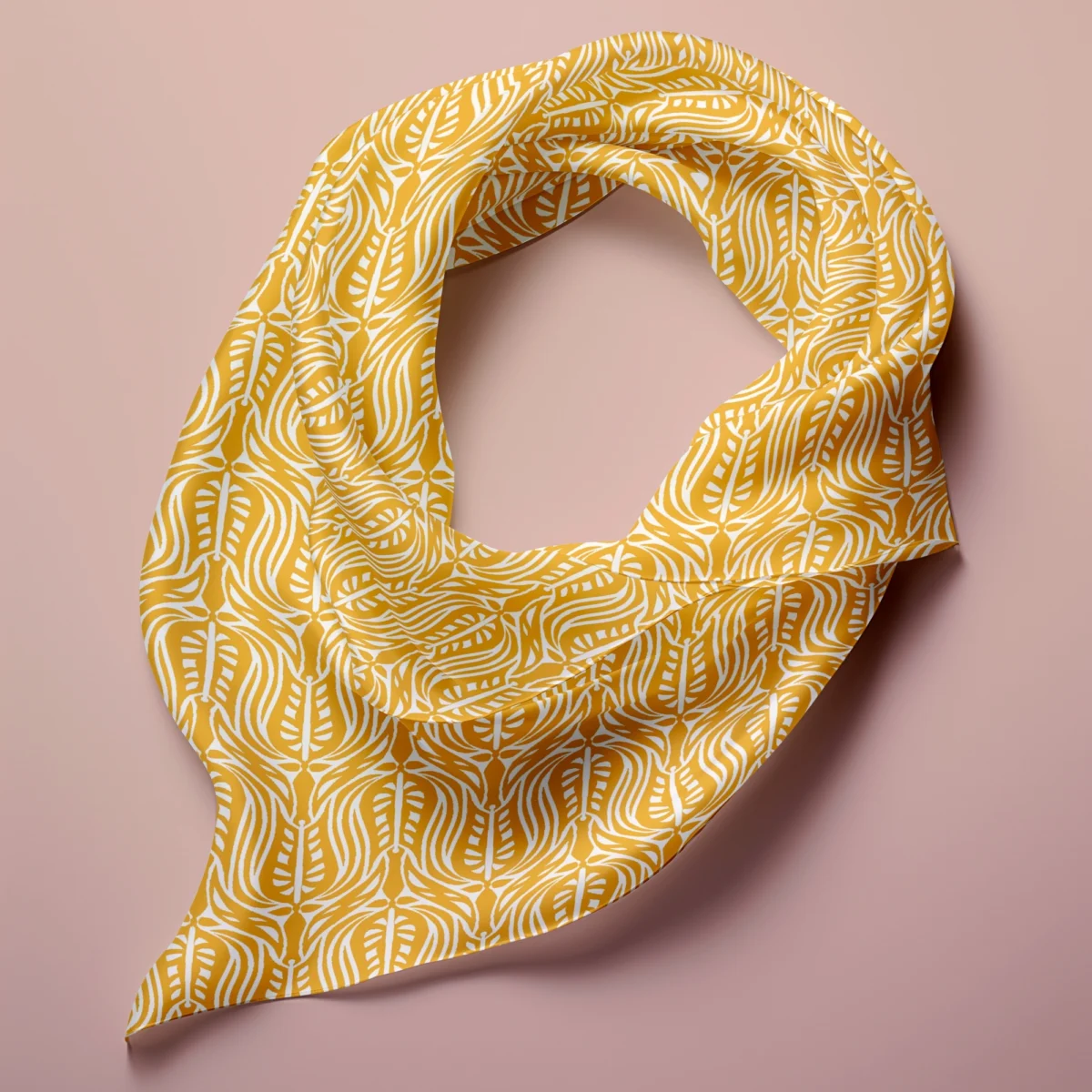 Hand-printed yellow wild tulip silk scarf