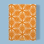 Hand-printed orange Flower Meadow notebook, organic fabric