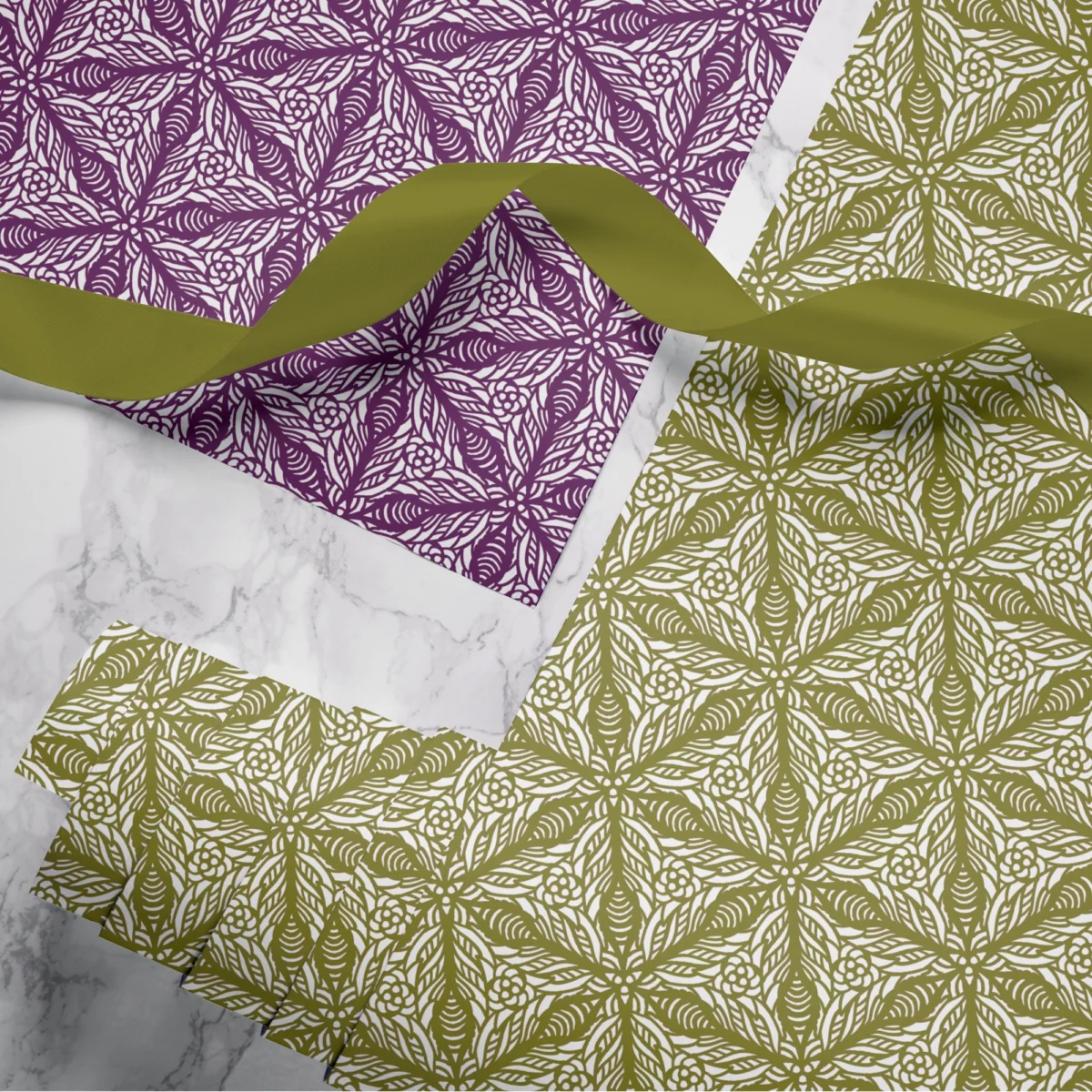 Hand-printed persian lily wrapping paper