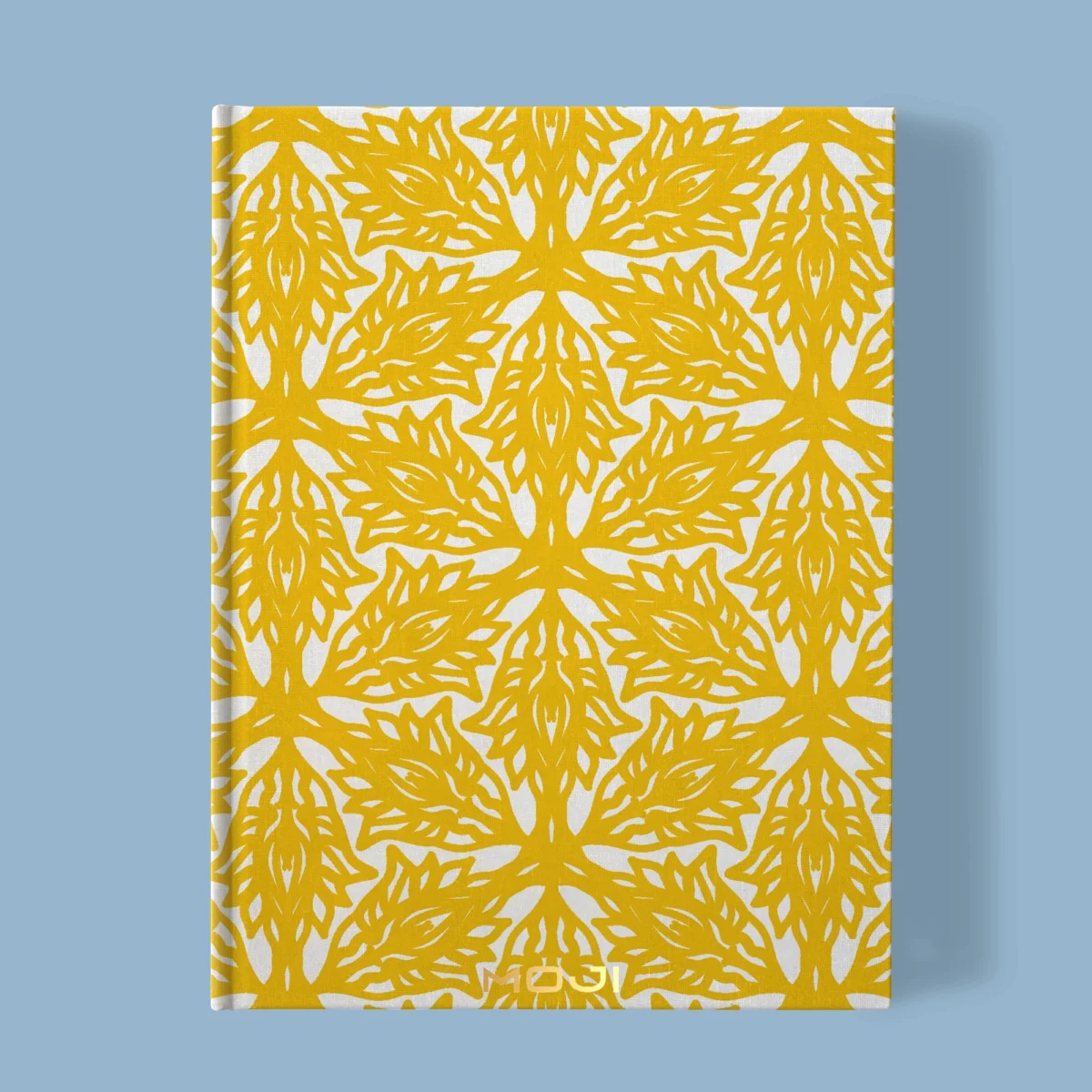 Hand-printed yellow flower meadow notebook, organic fabric