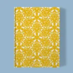 Hand-printed yellow flower meadow notebook, organic fabric
