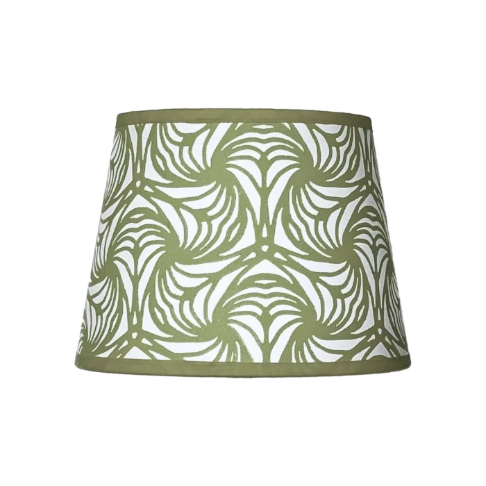 Hand-printed sage green petal lampshade, hand-printed paper