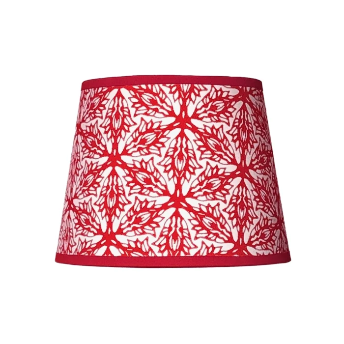 Hand-printed red flower meadow lampshade, hand-printed
