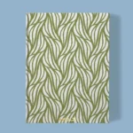 Hand-printed sage green rustling willow leaves notebook, organic fabric