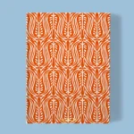 Hand-printed orange wild tulip notebook, organic fabric