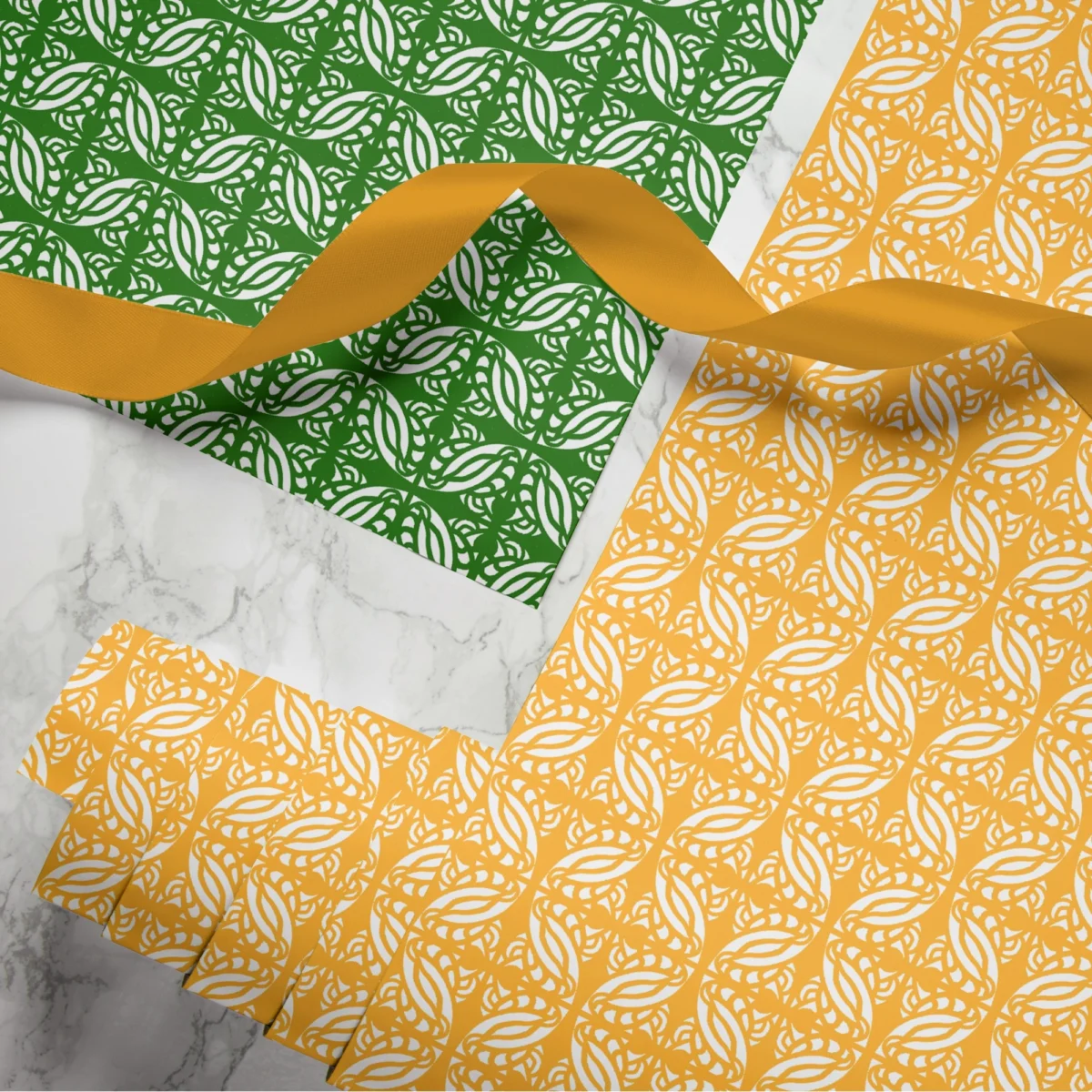 Hand-printed persian love birds wrapping paper