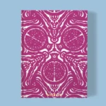 Hand-printed cerise pomegranate notebook, organic fabric
