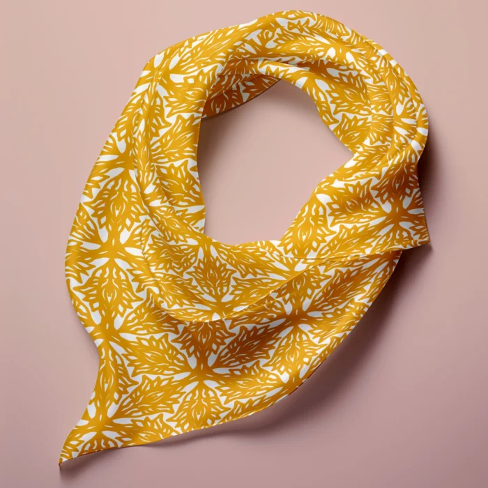 Hand-printed yellow flower meadow silk scarf