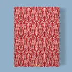 Hand-printed red wild tulip notebook, organic fabric