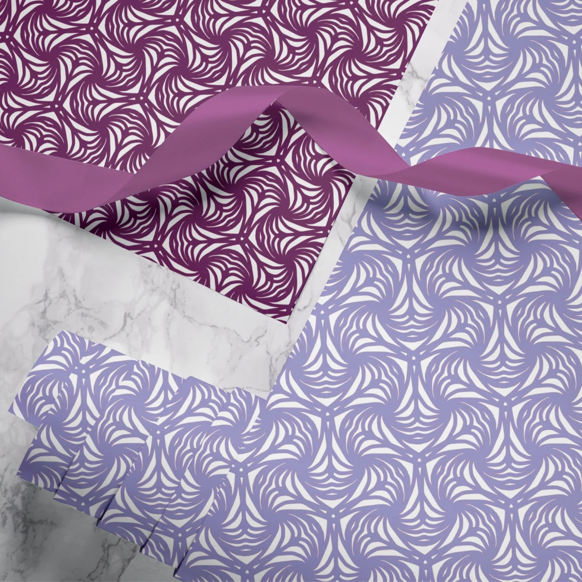 Hand-printed petal wrapping paper