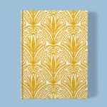 Hand-printed yellow shiraz bloom notebook, organic fabric