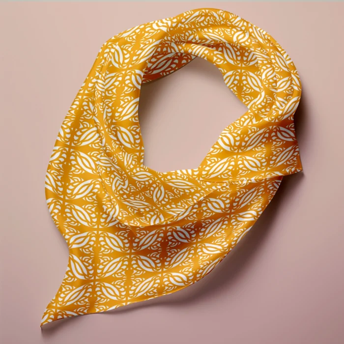 Hand-printed yellow persian love birds silk scarf