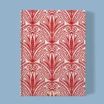 Hand-printed red shiraz bloom notebook, organic fabric
