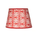 Hand-printed red perain love birds lampshade, hand-printed paper